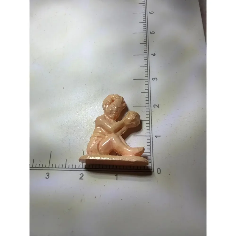 Vintage Miniature Peach Baby Figurine Plastic Celluloid Dollhouse Nursery Figure